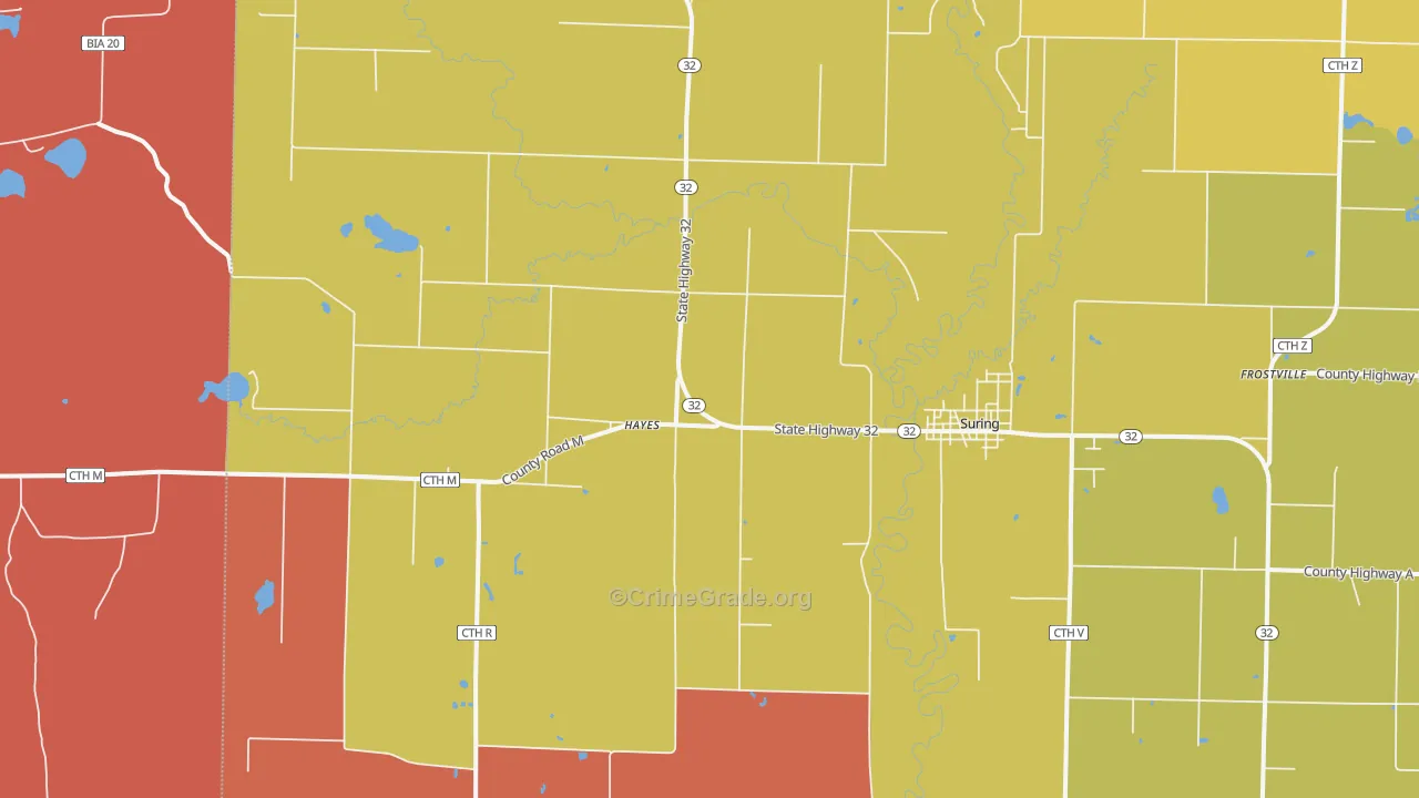 Hayes, WI Map of Murder Rates