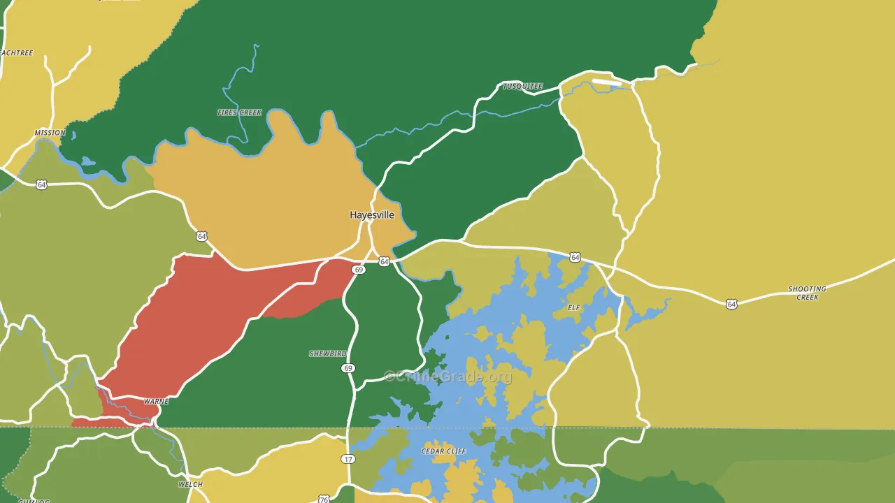 Hayesville, NC Map of Murder Rates