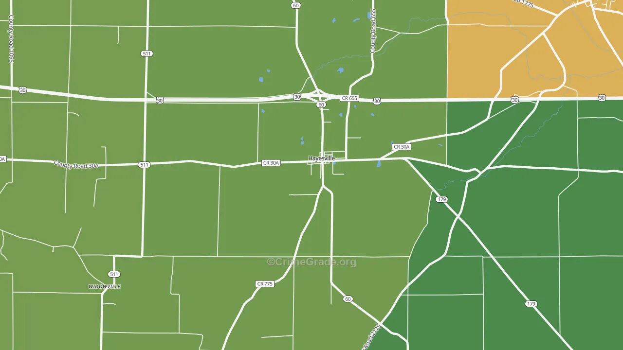 Hayesville, OH Map of Murder Rates