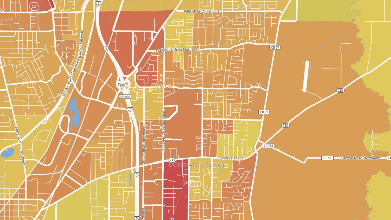 Hayesville, OR Map of Murder Rates