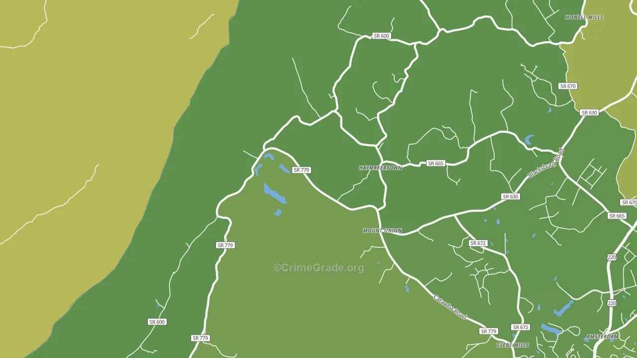 Haymakertown, VA Map of Murder Rates