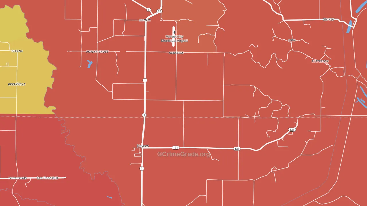 Haynes, AR Map of Murder Rates