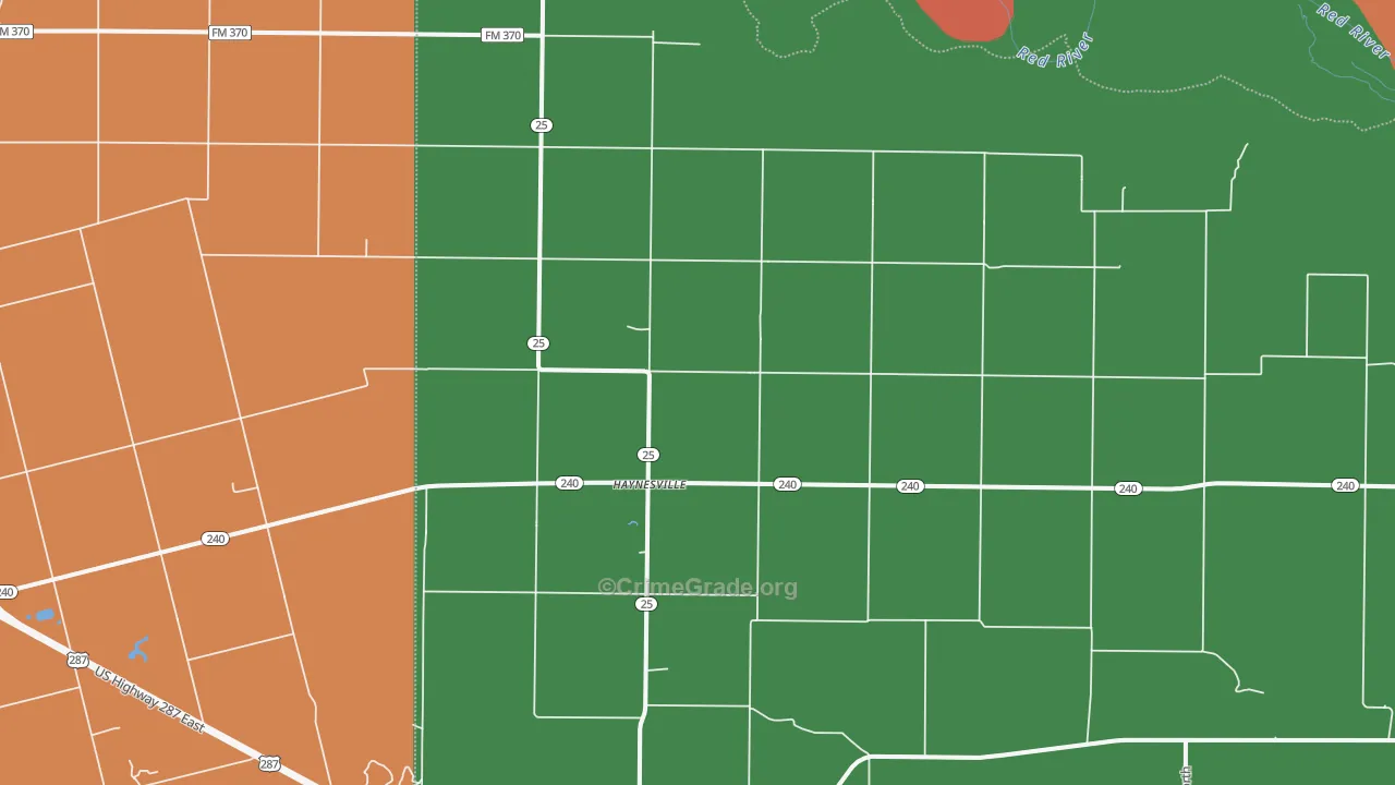 Haynesville, TX Map of Murder Rates
