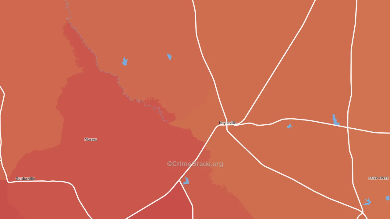 Hayneville, AL Map of Murder Rates