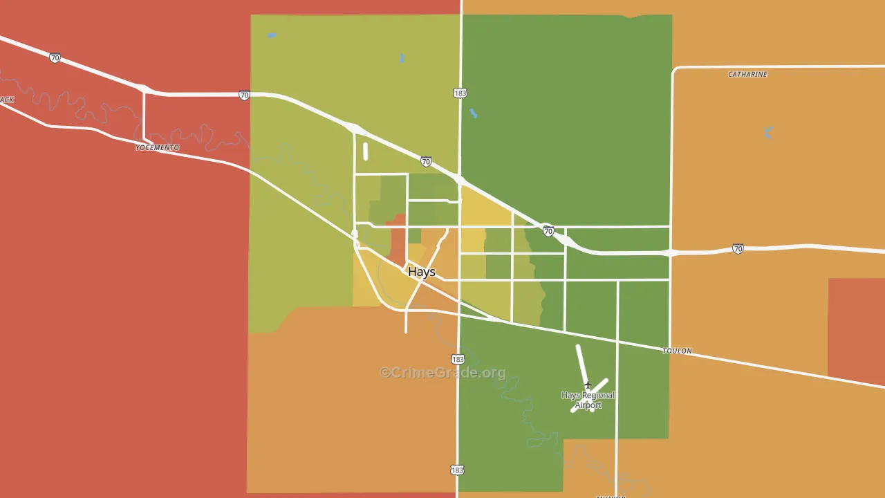 Hays, KS Map of Murder Rates