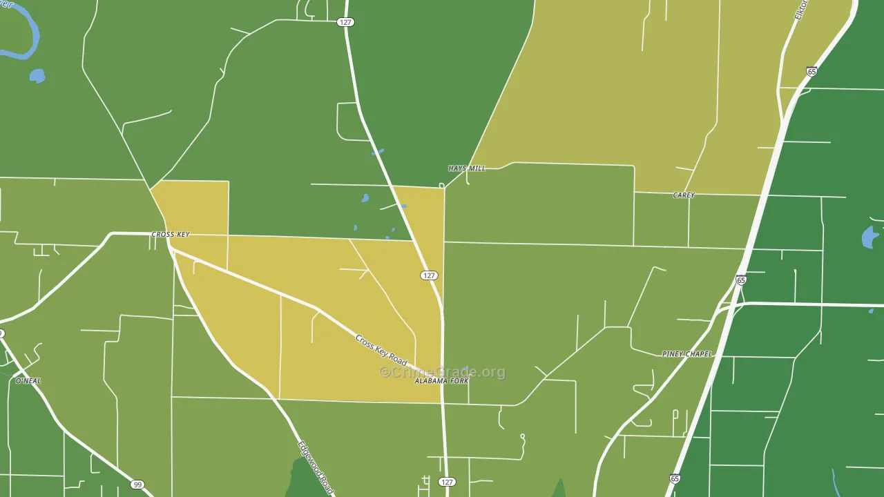 Hays Mill, AL Map of Murder Rates