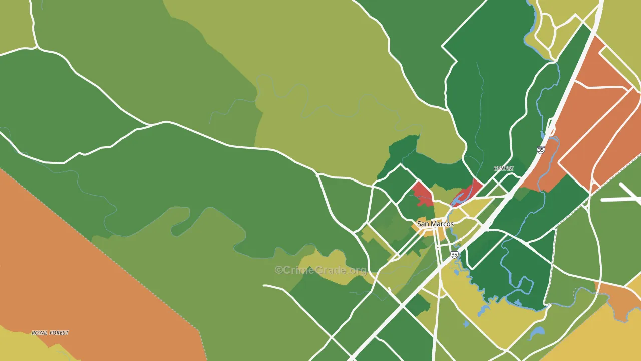 Hays, TX Map of Murder Rates