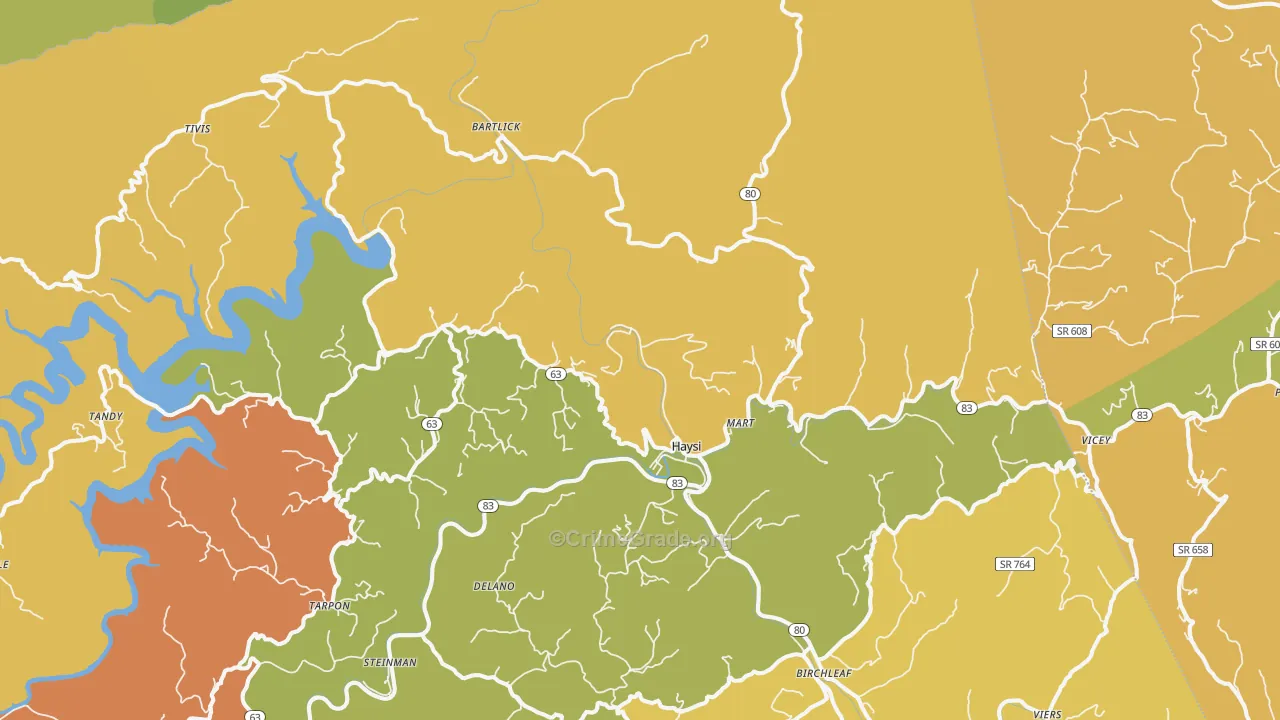 Haysi, VA Map of Murder Rates