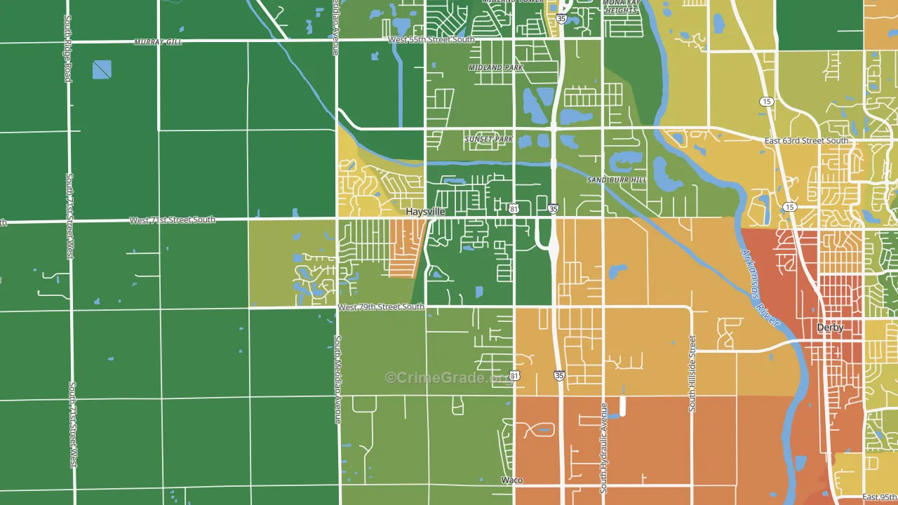Haysville, KS Map of Murder Rates