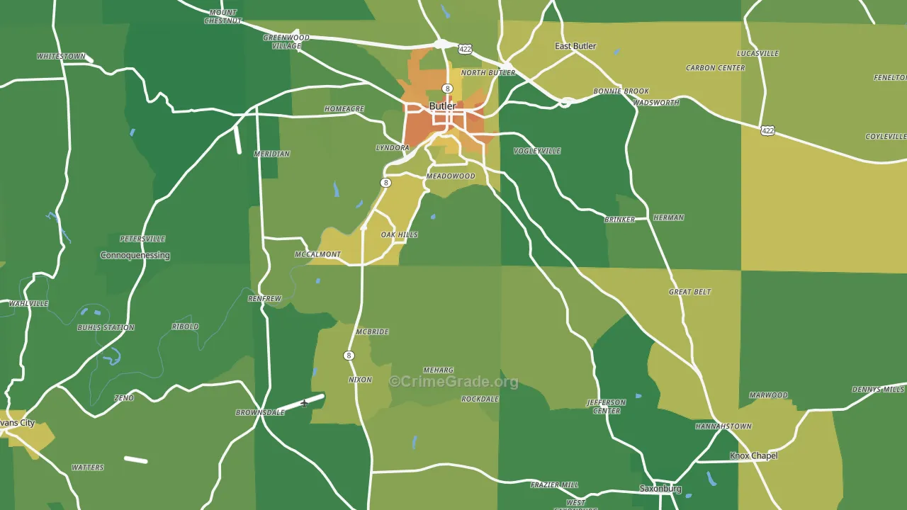 Haysville, PA Map of Murder Rates
