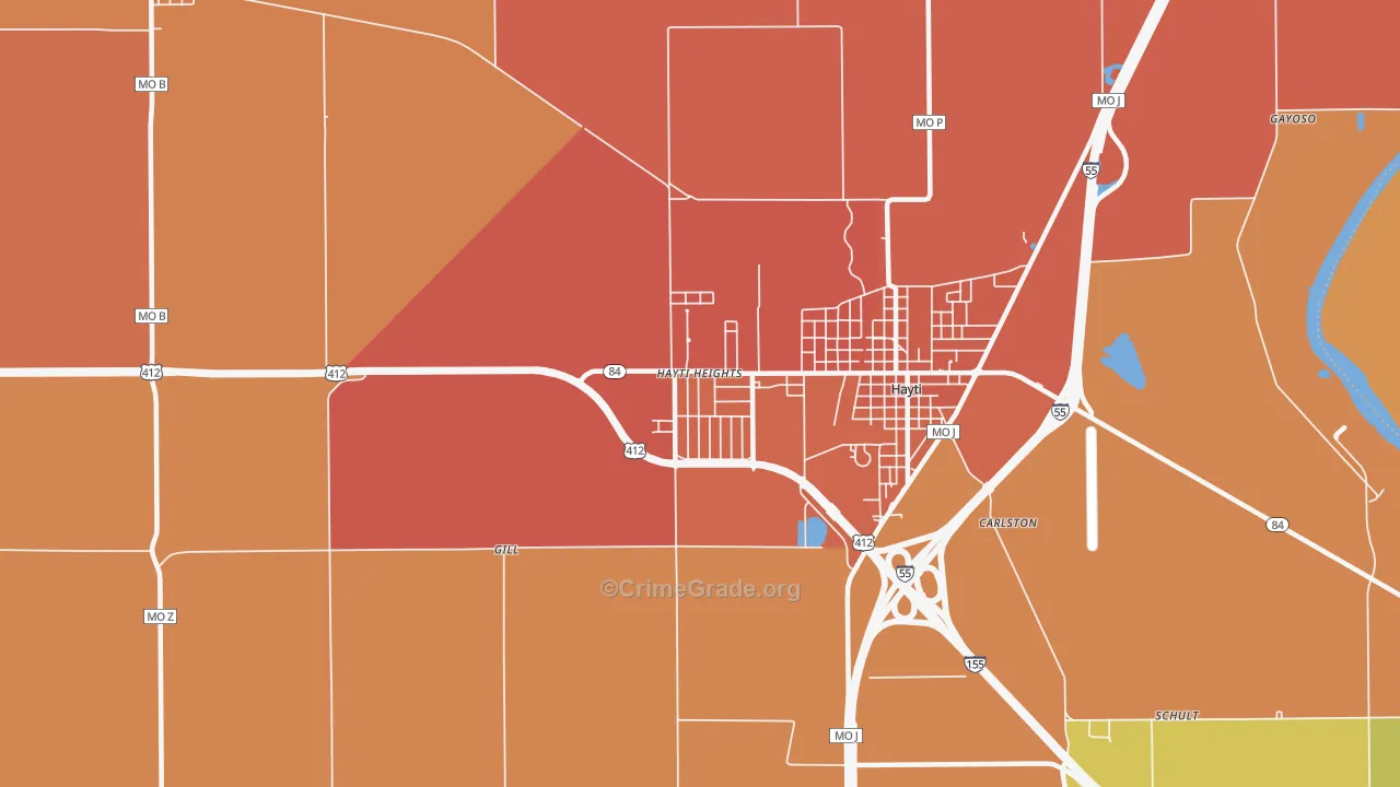 Hayti Heights, MO Map of Murder Rates
