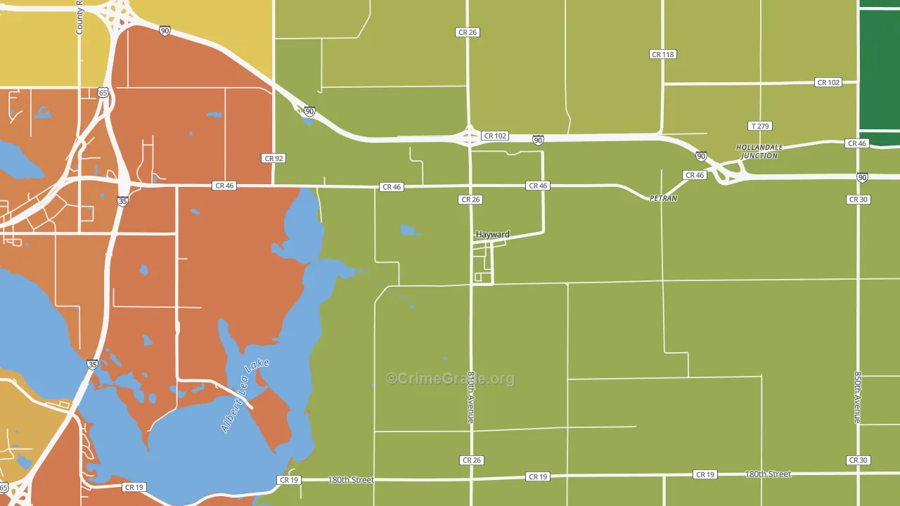 Hayward, MN Map of Murder Rates