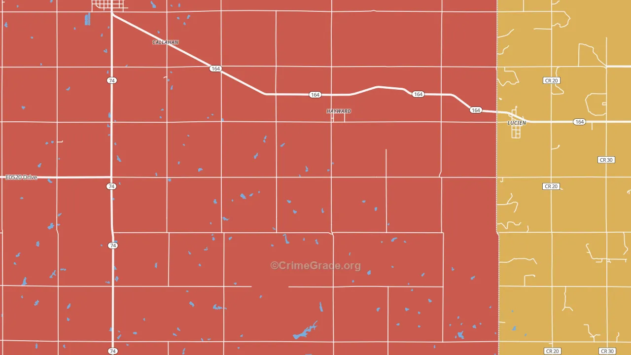 Hayward, OK Map of Murder Rates