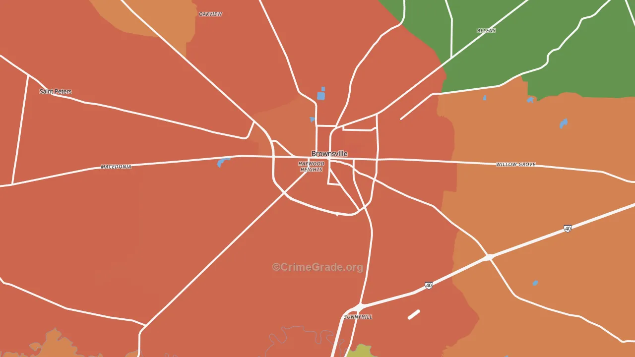 Haywood County, TN Map of Murder Rates