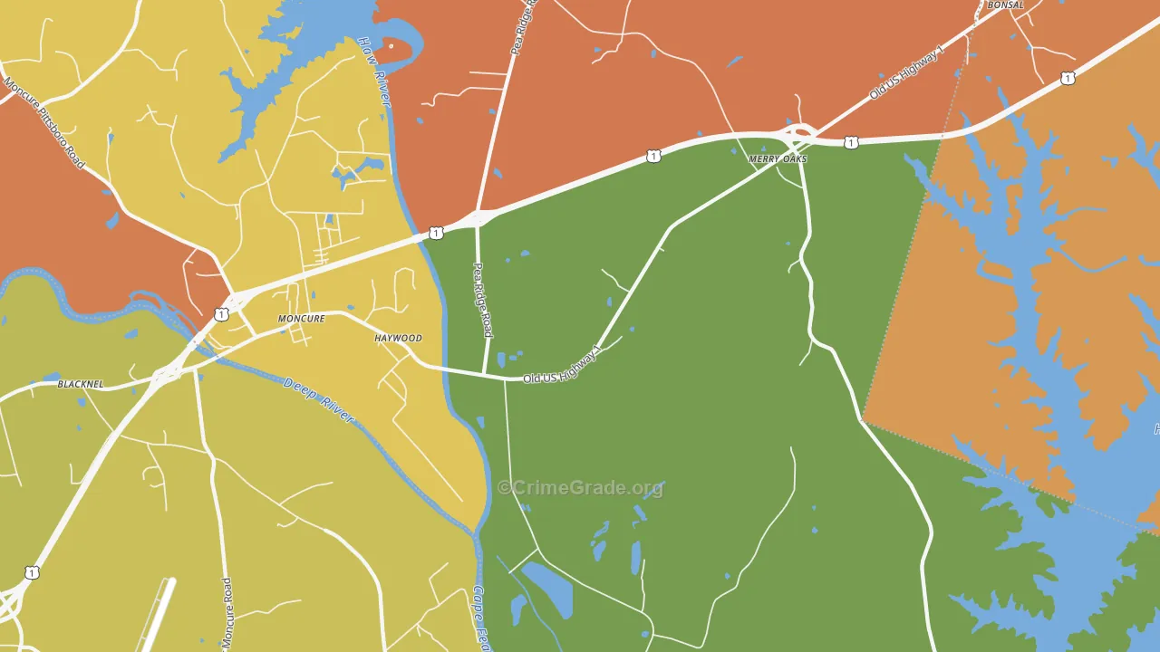Haywood, NC Map of Murder Rates