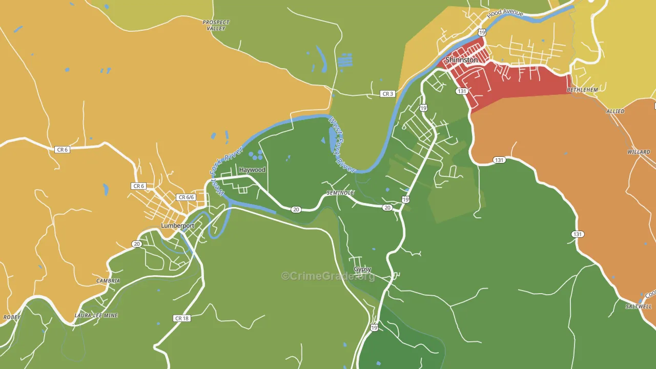 Haywood, WV Map of Murder Rates