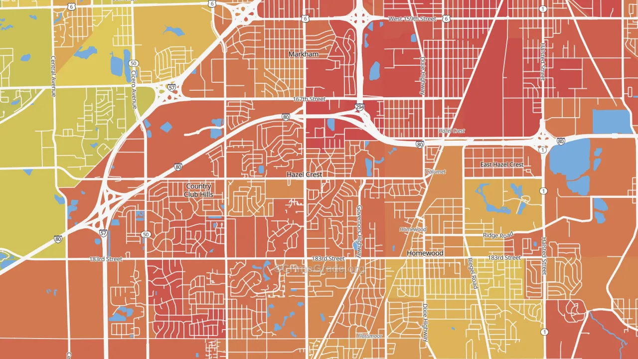Hazel Crest, IL Map of Murder Rates