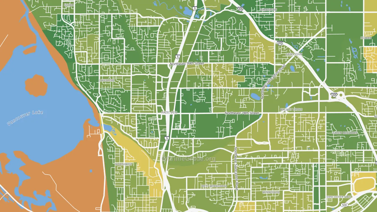 Hazel Dell, WA Map of Murder Rates