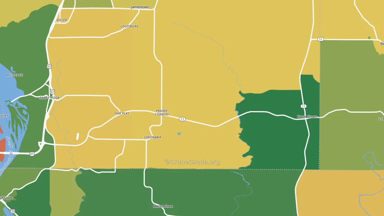 Hazel Green, WI Map of Murder Rates