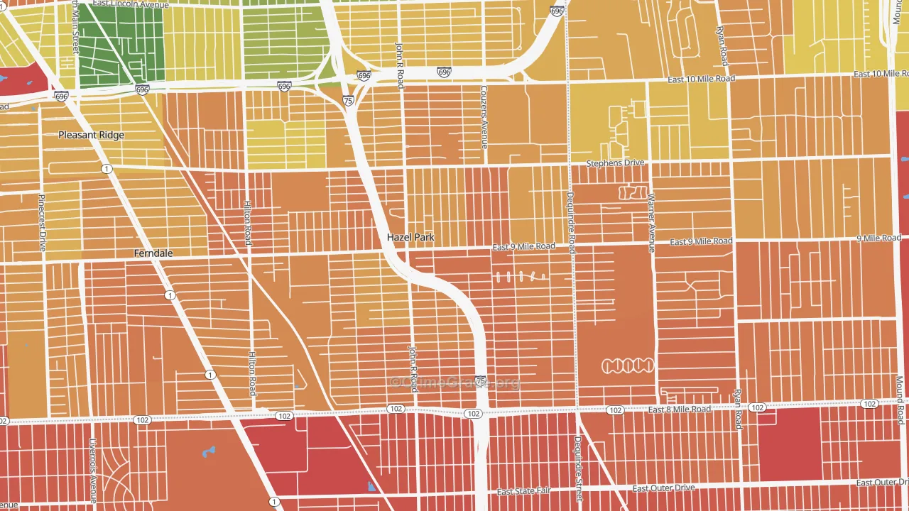 Hazel Park, MI Map of Murder Rates