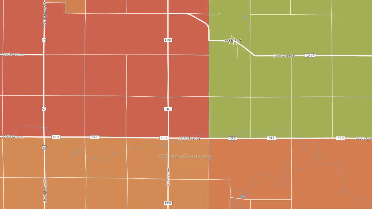 Hazel Run, MN Map of Murder Rates