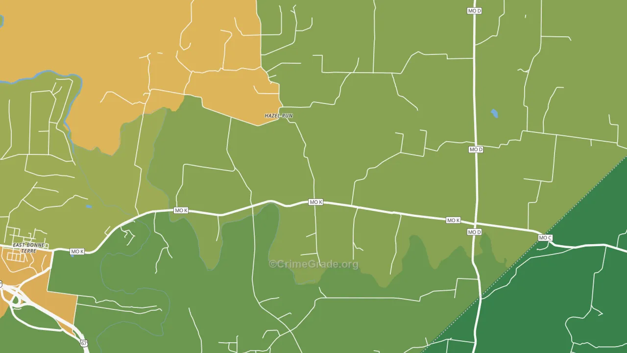 Hazel Run, MO Map of Murder Rates