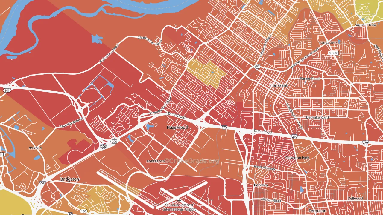 Hazelwood, MO Map of Murder Rates