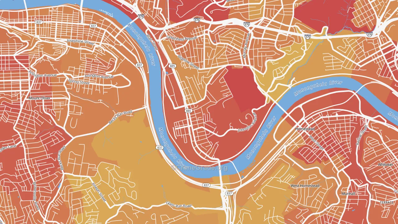 Hazelwood, Pittsburgh, PA Map of Murder Rates