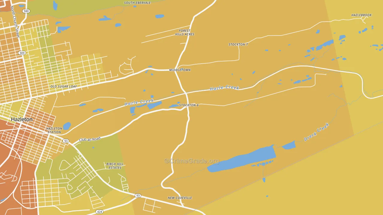 Hazle Township, PA Map of Murder Rates