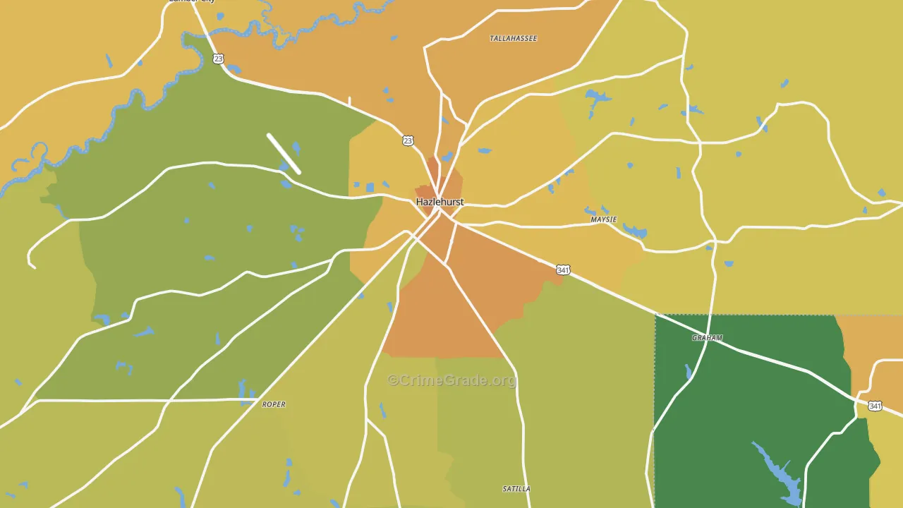 Hazlehurst, GA Map of Murder Rates