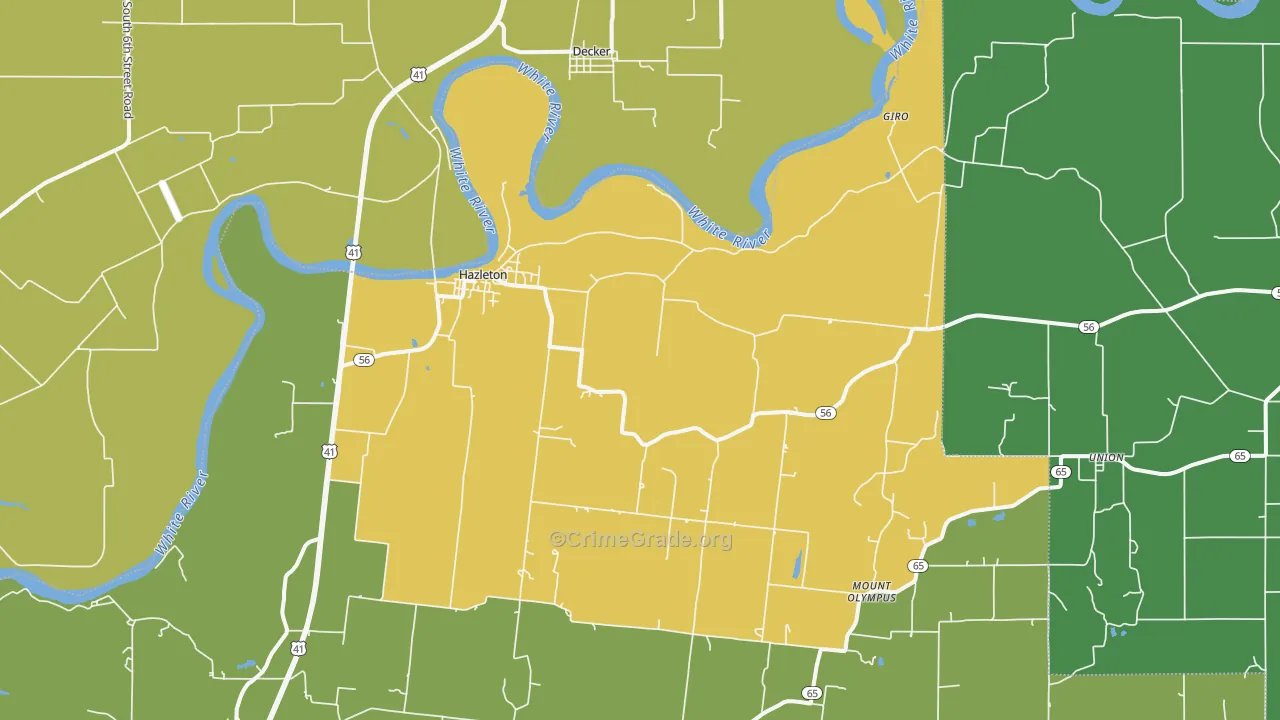Hazleton, IN Map of Murder Rates