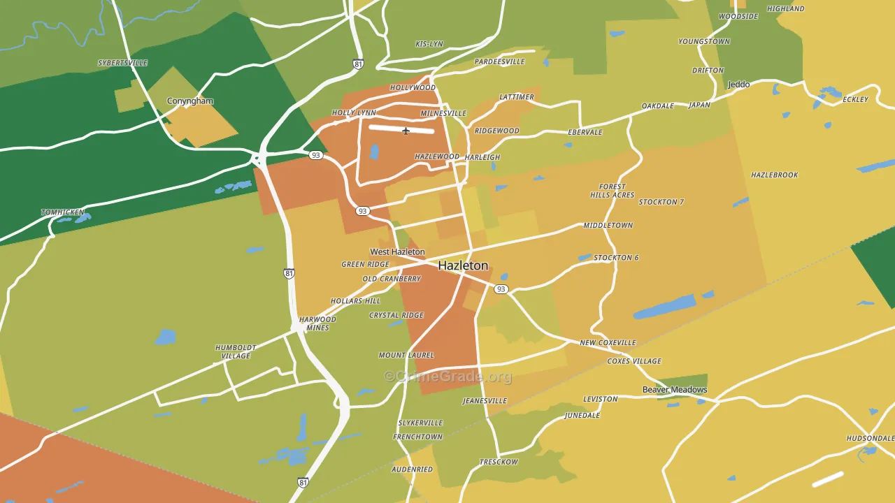 Hazleton, PA Map of Murder Rates