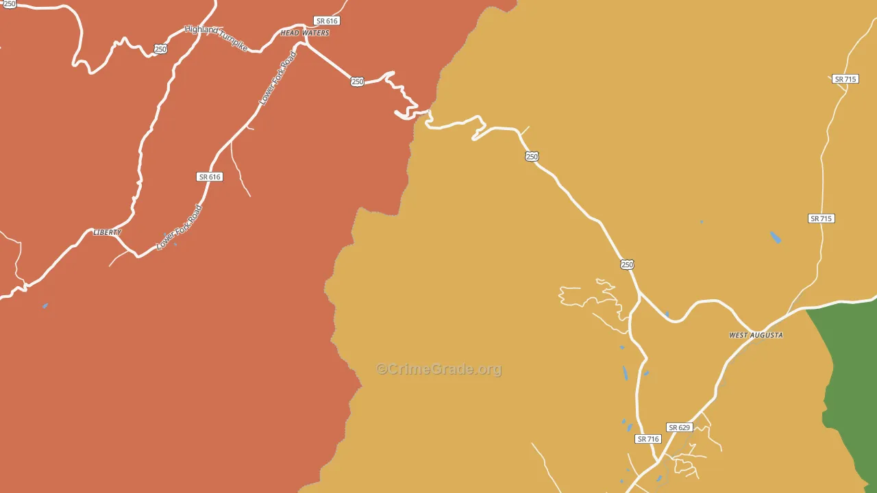 Head Waters, VA Map of Murder Rates