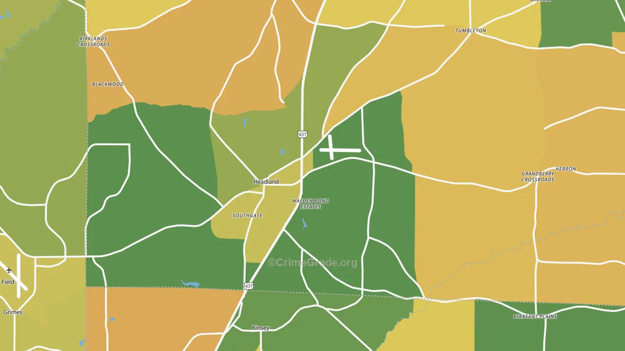 Headland, AL Map of Murder Rates
