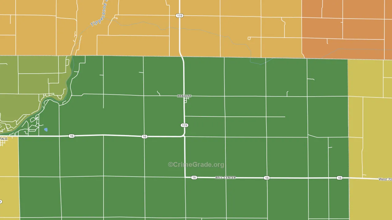 Headlee, IN Map of Murder Rates