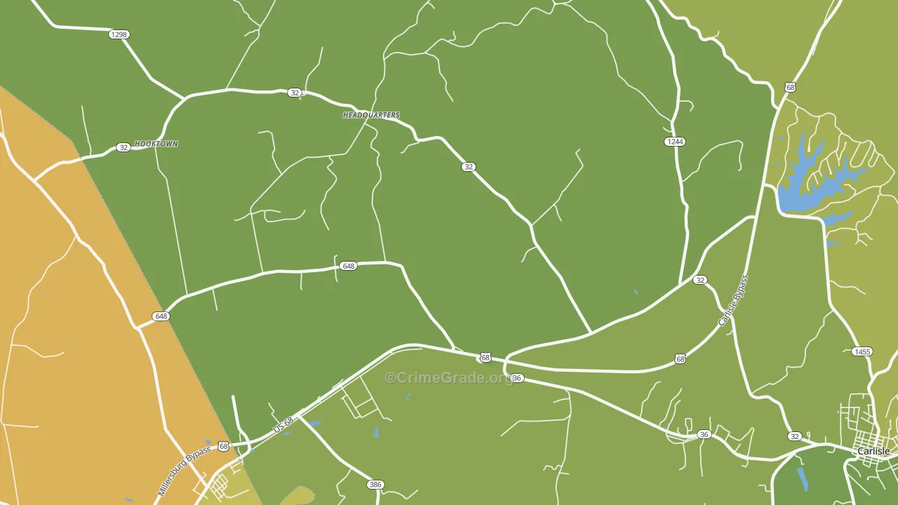 Headquarters, KY Map of Murder Rates