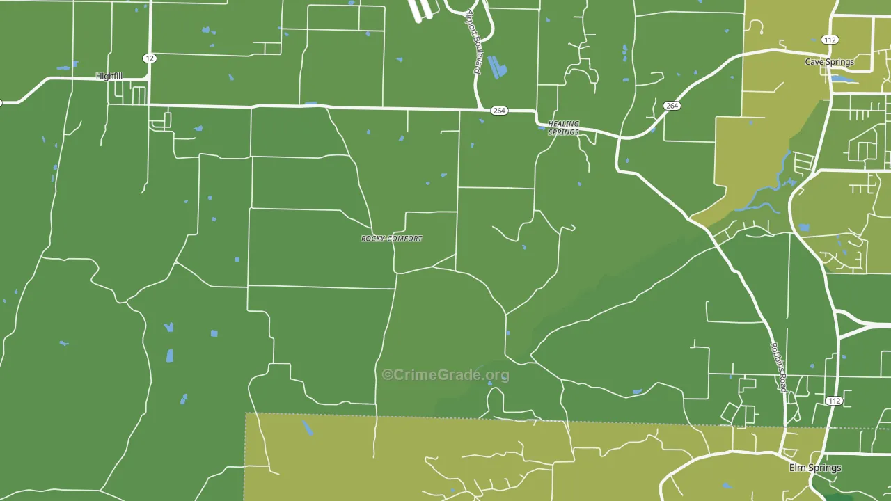 Healing Springs, AR Map of Murder Rates