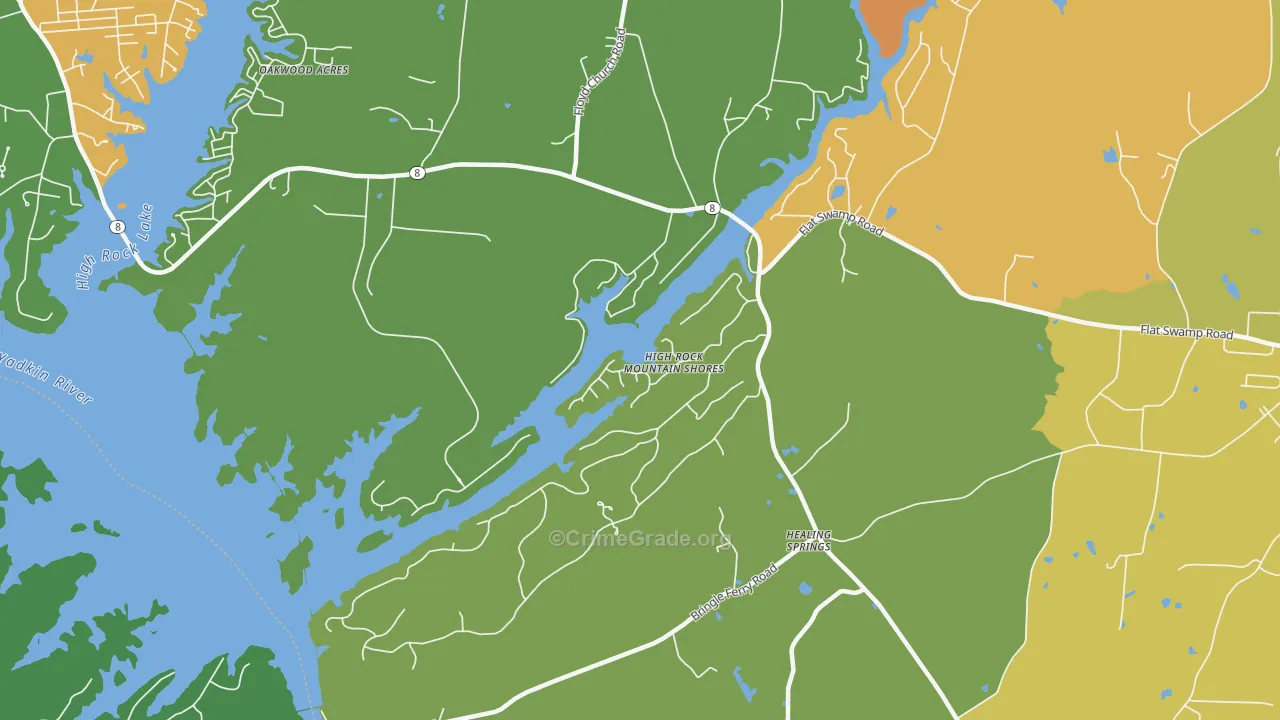 Healing Springs, NC Map of Murder Rates