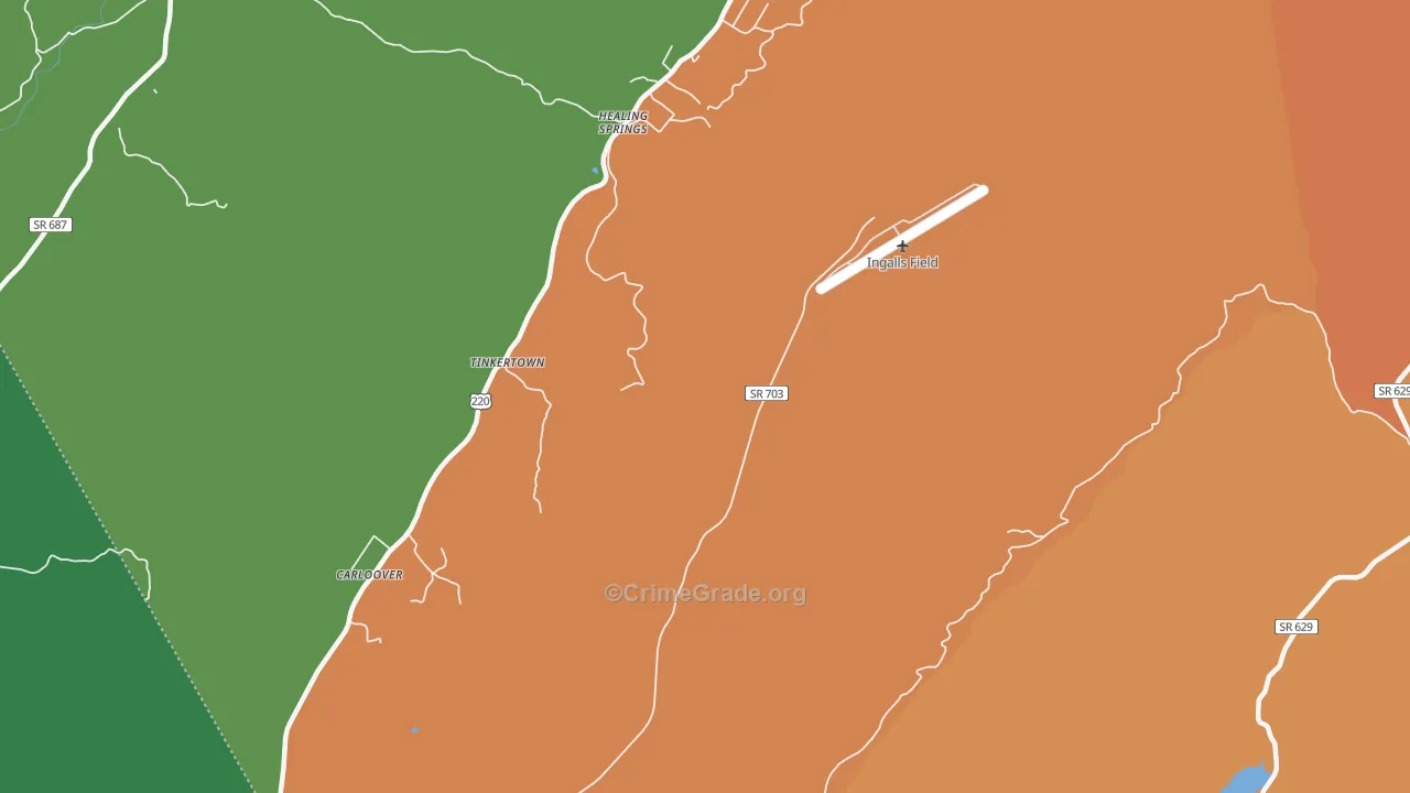 Healing Springs, VA Map of Murder Rates
