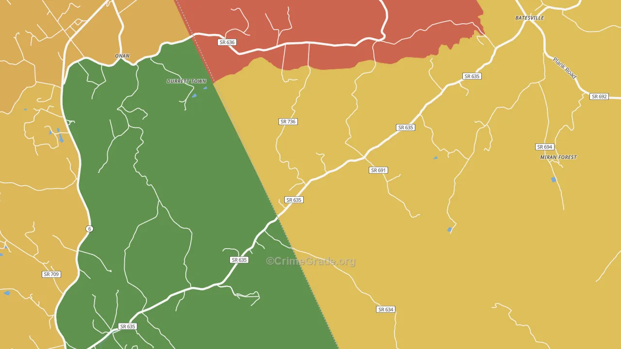 Heards, VA Map of Murder Rates