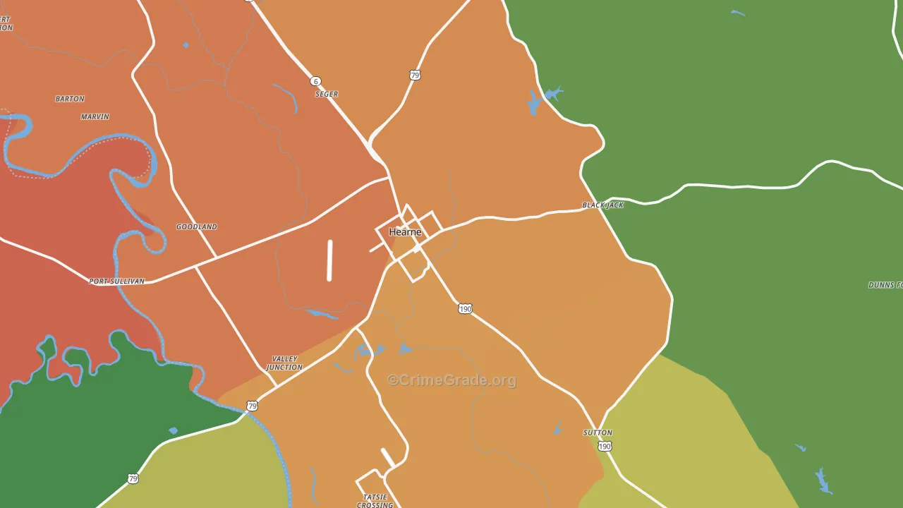 Hearne, TX Map of Murder Rates