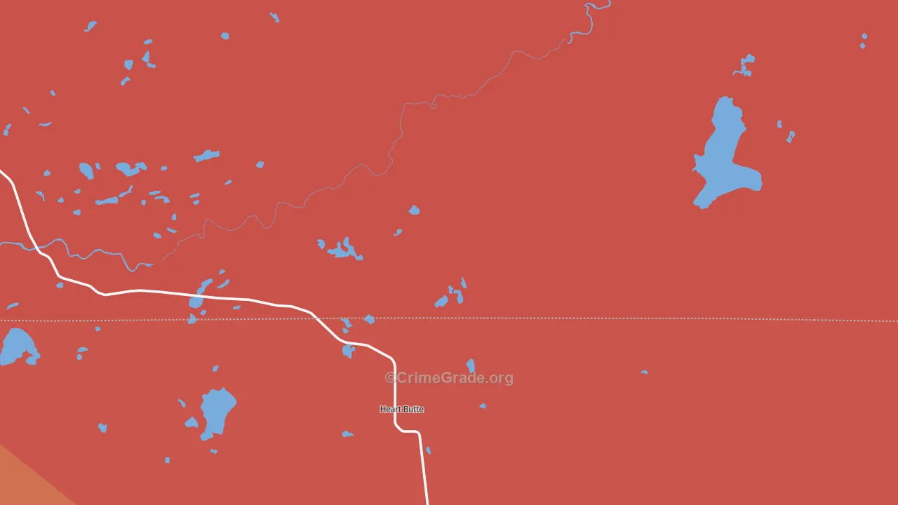 Heart Butte, MT Map of Murder Rates