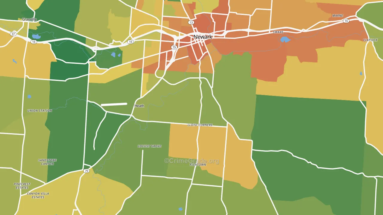 Heath, OH Map of Murder Rates