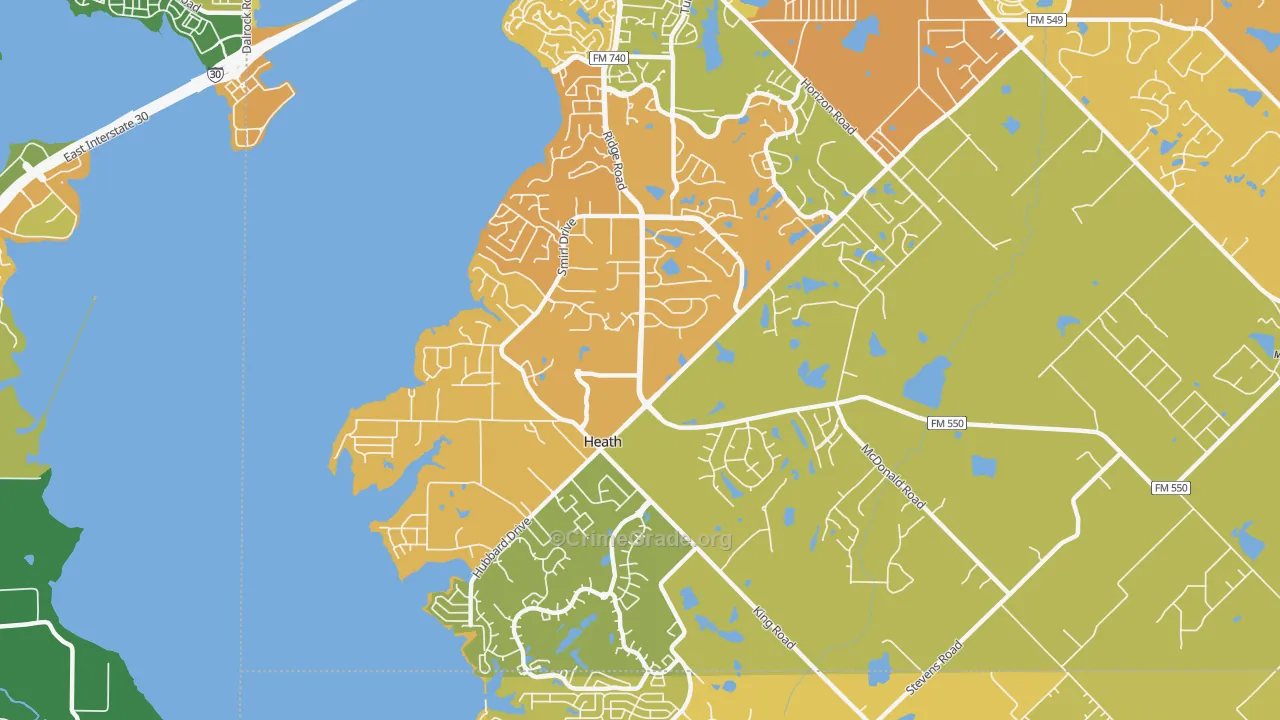 Heath, TX Map of Murder Rates