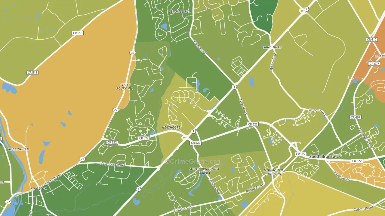 Heathcote, NJ Map of Murder Rates