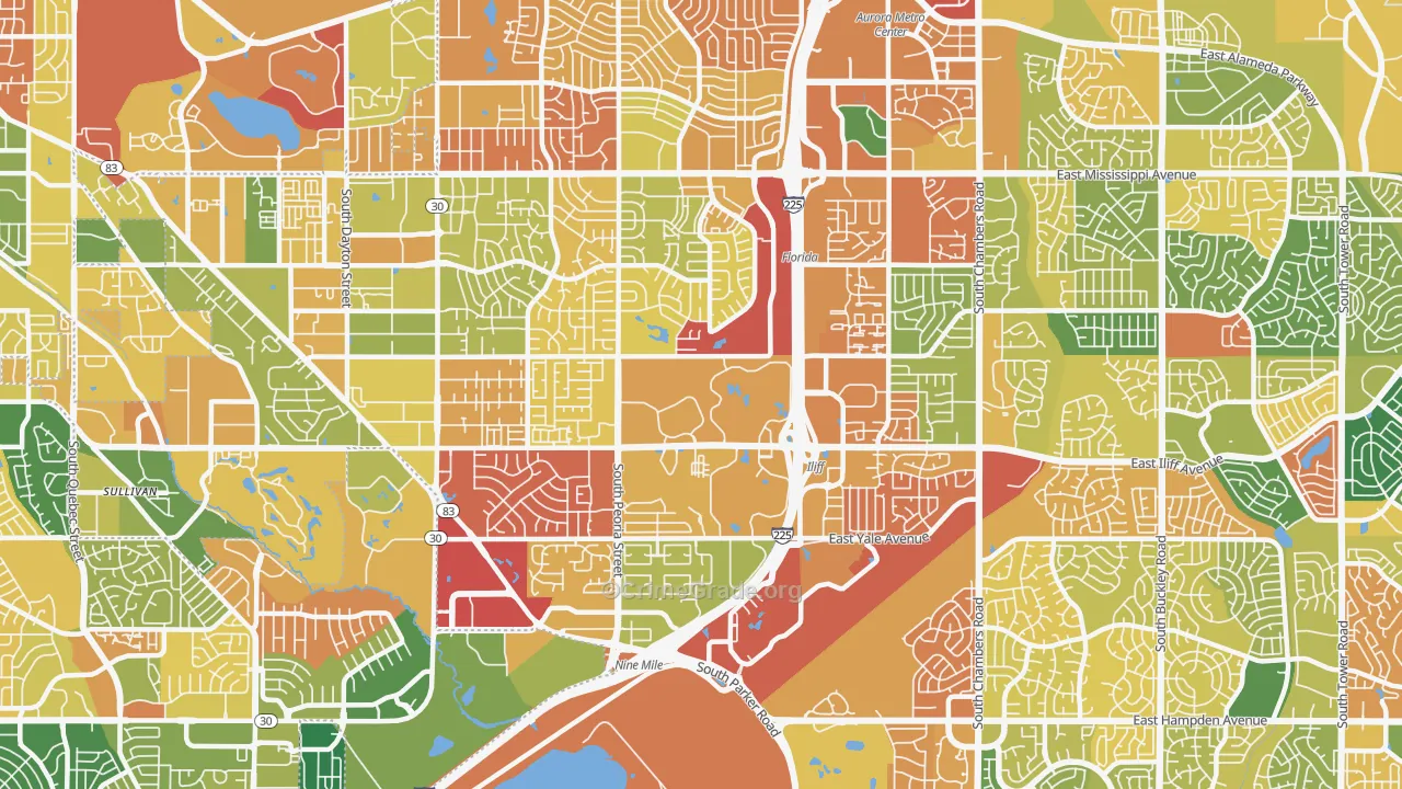 Heather Ridge, Aurora, CO Map of Murder Rates