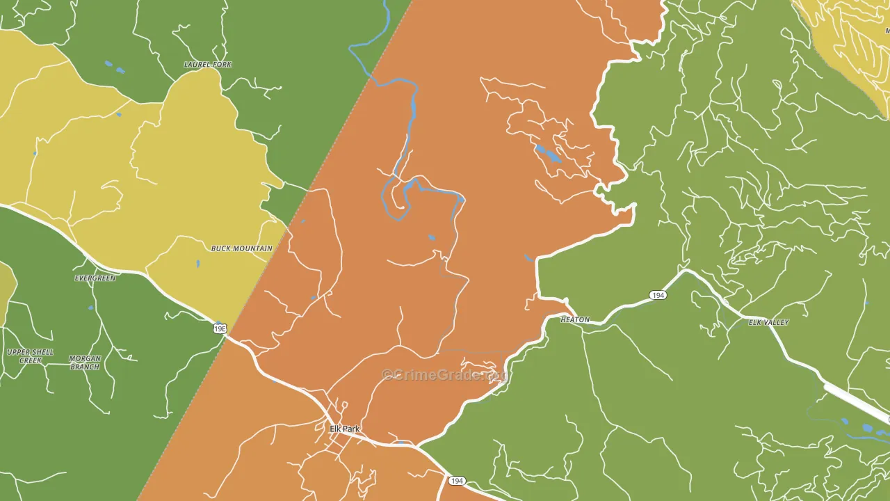 Heaton, NC Map of Murder Rates
