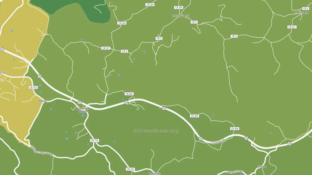 Heavener Grove, WV Map of Murder Rates