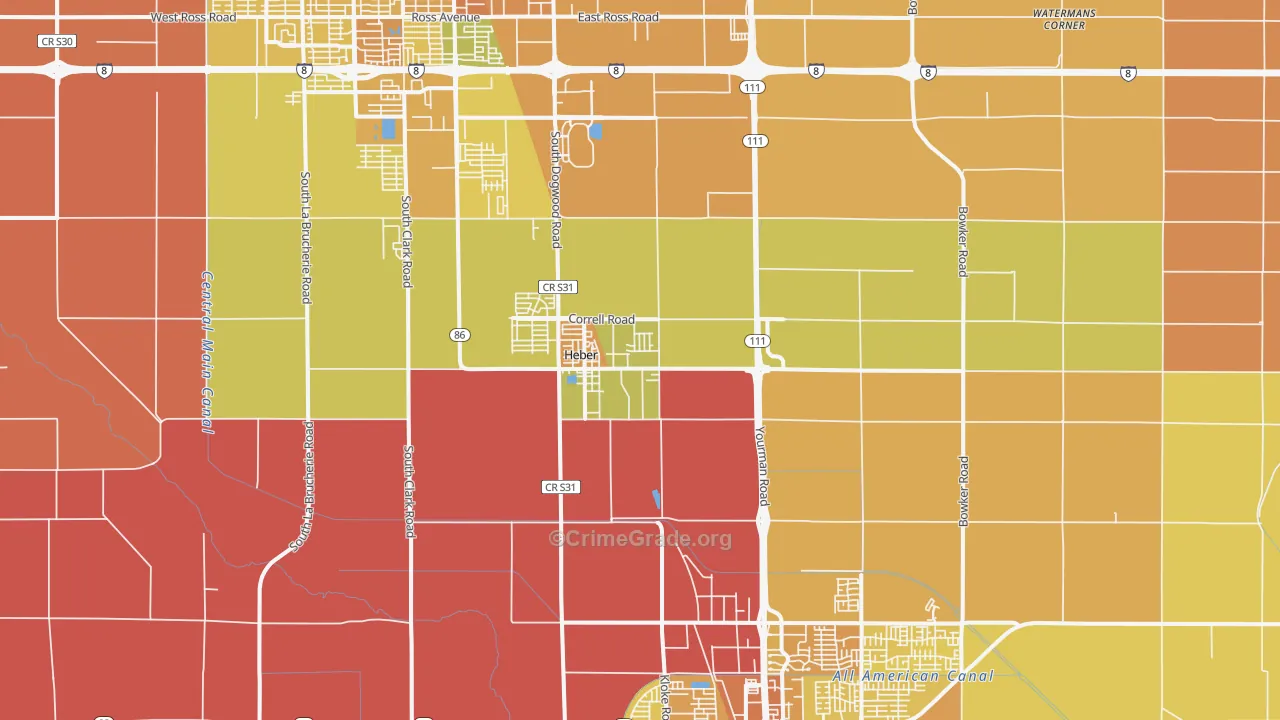 Heber, CA Map of Murder Rates