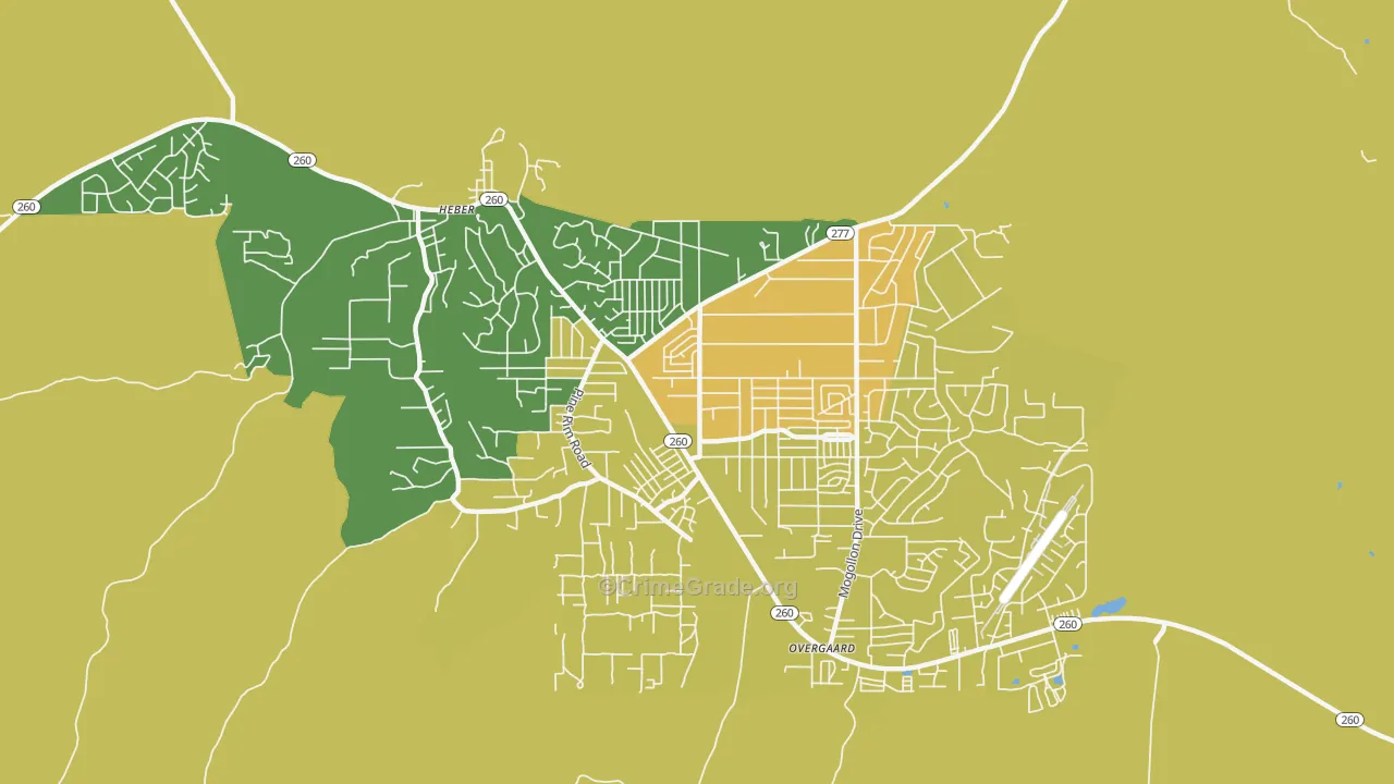 Heber-Overgaard, AZ Map of Murder Rates
